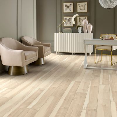 light luxury vinyl plank floors in a soft hued home office